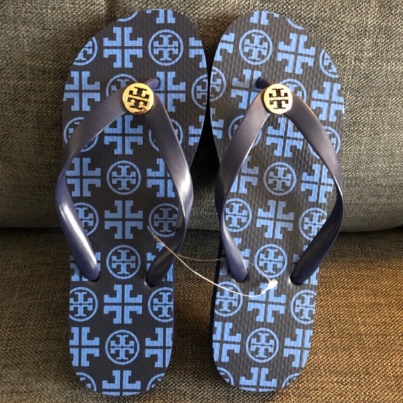 🆕 Tory Burch New Traveler Square Flip Flops - Picture 2 of 9